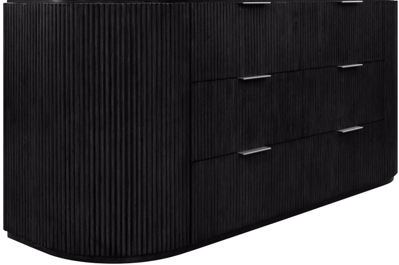 Astrid Solid Wood And Oak Veneer Dresser in Black - 818Black-D