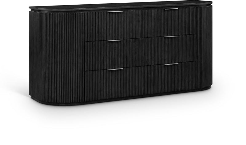 Astrid Solid Wood And Oak Veneer Dresser in Black - 818Black-D
