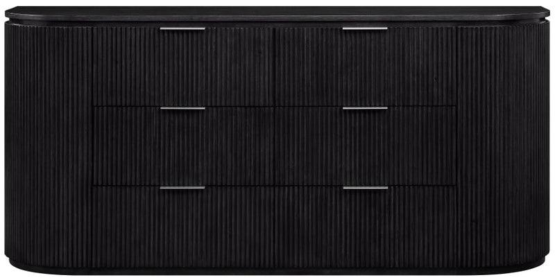 Astrid Solid Wood And Oak Veneer Dresser in Black - 818Black-D