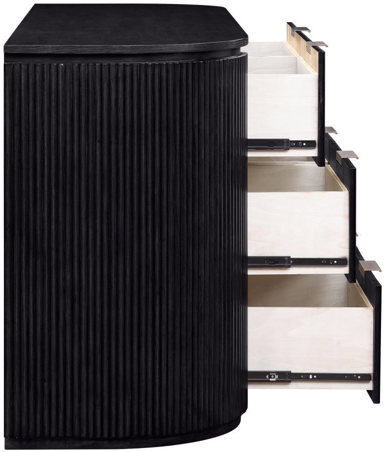 Astrid Solid Wood And Oak Veneer Dresser in Black - 818Black-D