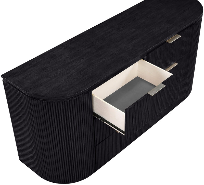 Astrid Solid Wood And Oak Veneer Dresser in Black - 818Black-D