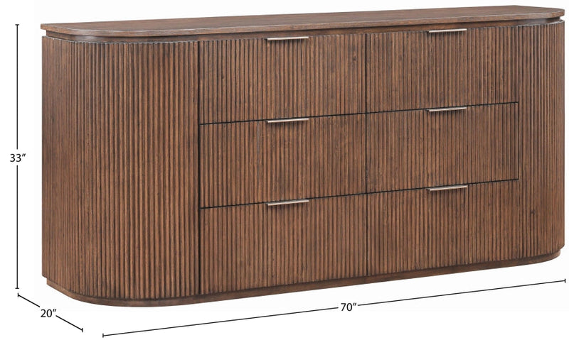 Astrid Solid Wood And Oak Veneer Dresser in Brown - 818Brown-D
