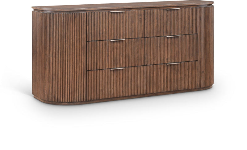 Astrid Solid Wood And Oak Veneer Dresser in Brown - 818Brown-D