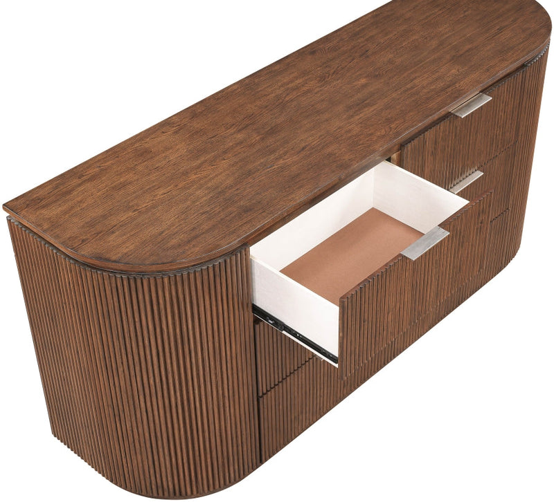 Astrid Solid Wood And Oak Veneer Dresser in Brown - 818Brown-D