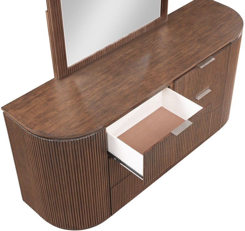 Astrid Solid Wood And Oak Veneer Dresser in Brown - 818Brown-D