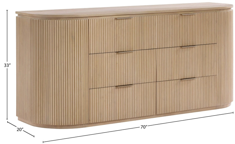 Astrid Solid Wood And Oak Veneer Dresser in Natural - 818Oak-D