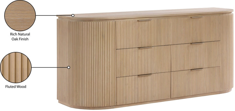 Astrid Solid Wood And Oak Veneer Dresser in Natural - 818Oak-D