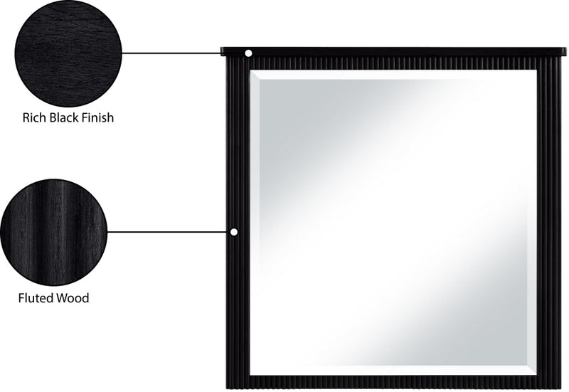 Astrid Solid Wood And Oak Veneer Mirror in Black - 818Black-M