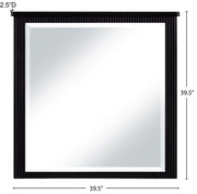 Astrid Solid Wood And Oak Veneer Mirror in Black - 818Black-M