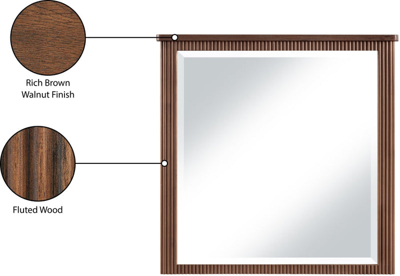 Astrid Solid Wood And Oak Veneer Mirror in Brown - 818Brown-M