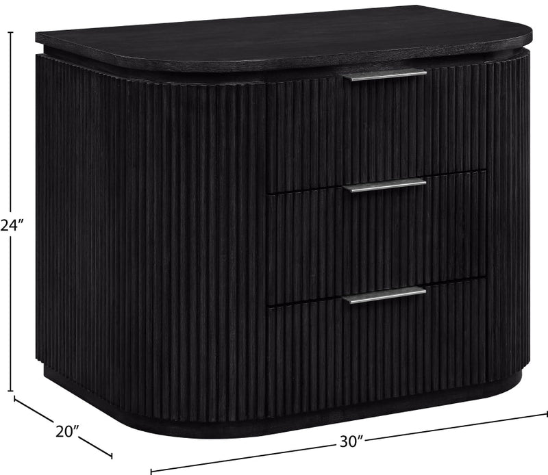 Astrid Solid Wood And Oak Veneer Nightstand in Black - 818Black-NS