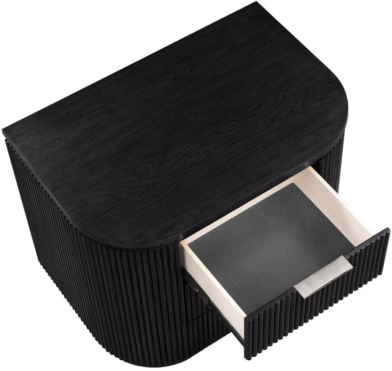 Astrid Solid Wood And Oak Veneer Nightstand in Black - 818Black-NS