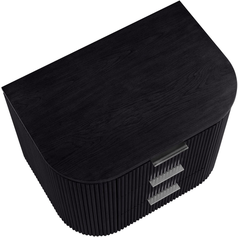 Astrid Solid Wood And Oak Veneer Nightstand in Black - 818Black-NS