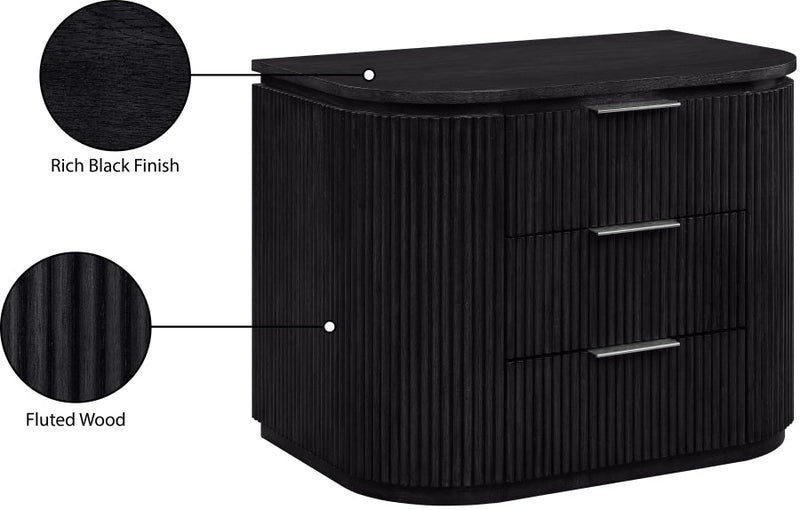 Astrid Solid Wood And Oak Veneer Nightstand in Black - 818Black-NS