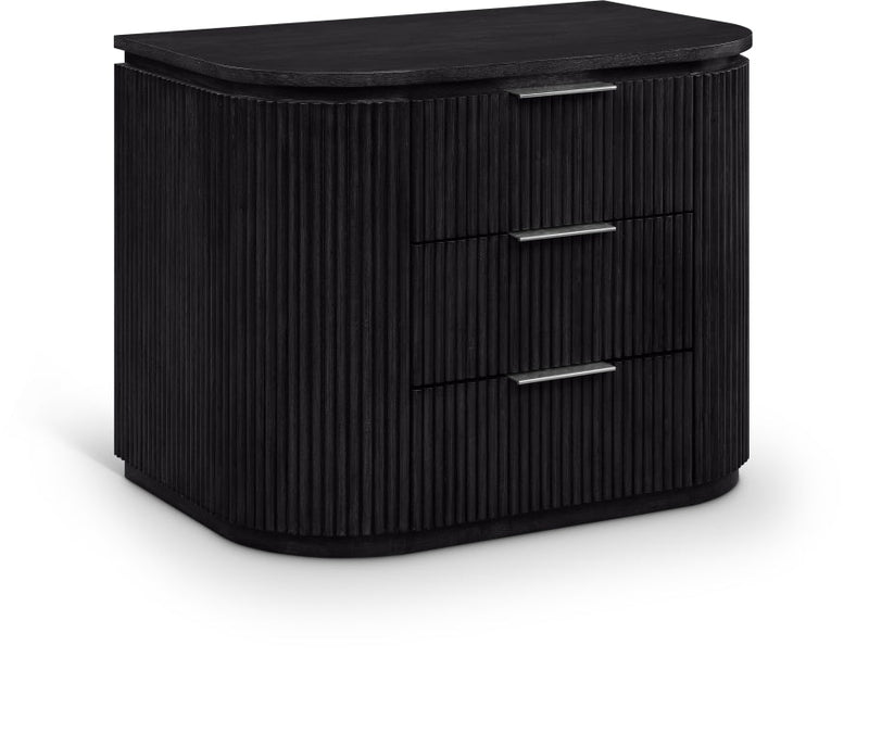 Astrid Solid Wood And Oak Veneer Nightstand in Black - 818Black-NS