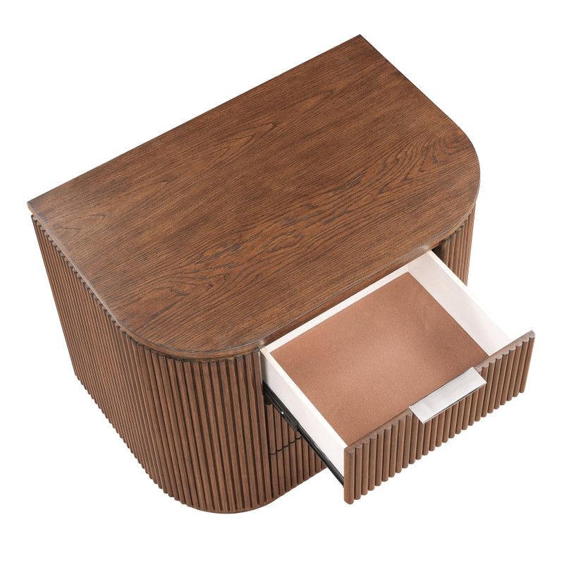 Astrid Solid Wood And Oak Veneer Nightstand in Brown - 818Brown-NS