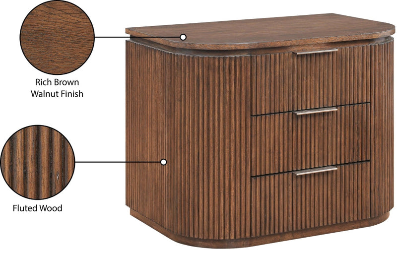 Astrid Solid Wood And Oak Veneer Nightstand in Brown - 818Brown-NS