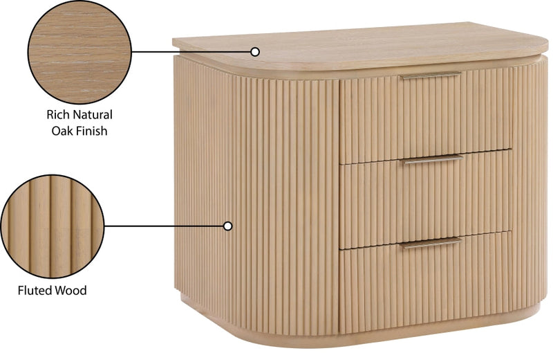 Astrid Solid Wood And Oak Veneer Nightstand in Natural - 818Oak-NS