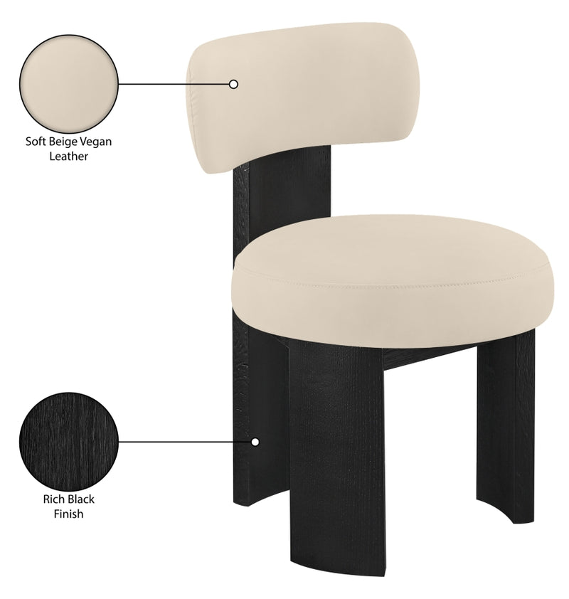 Atelier Vegan Leather Upholstered Dining Chair in Beige, Set of 2 - 88087Beige-C