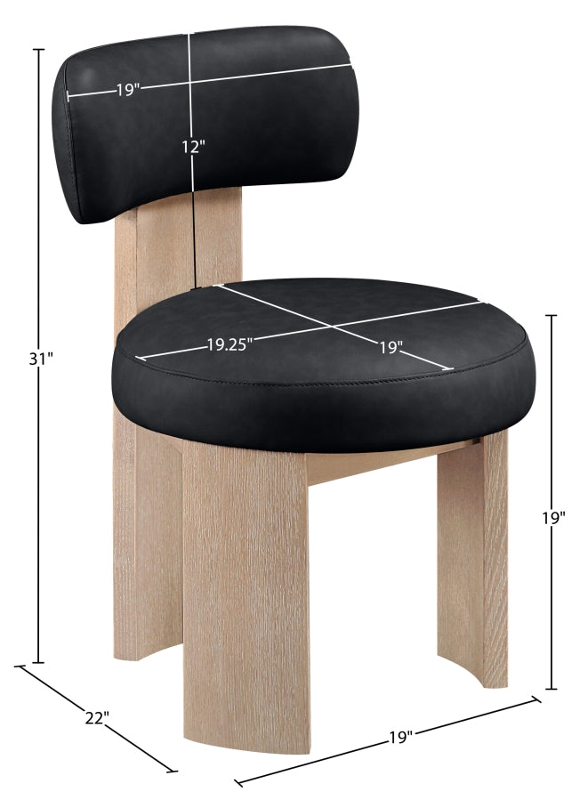 Atelier Vegan Leather Upholstered Dining Chair in Black, Set of 2 - 88086Black-C