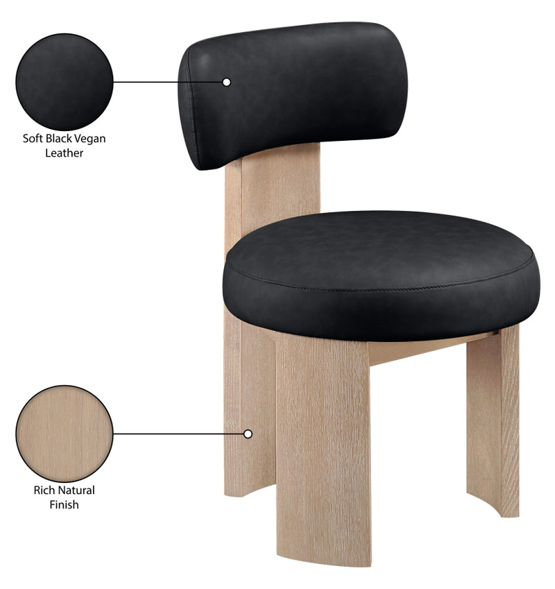 Atelier Vegan Leather Upholstered Dining Chair in Black, Set of 2 - 88086Black-C