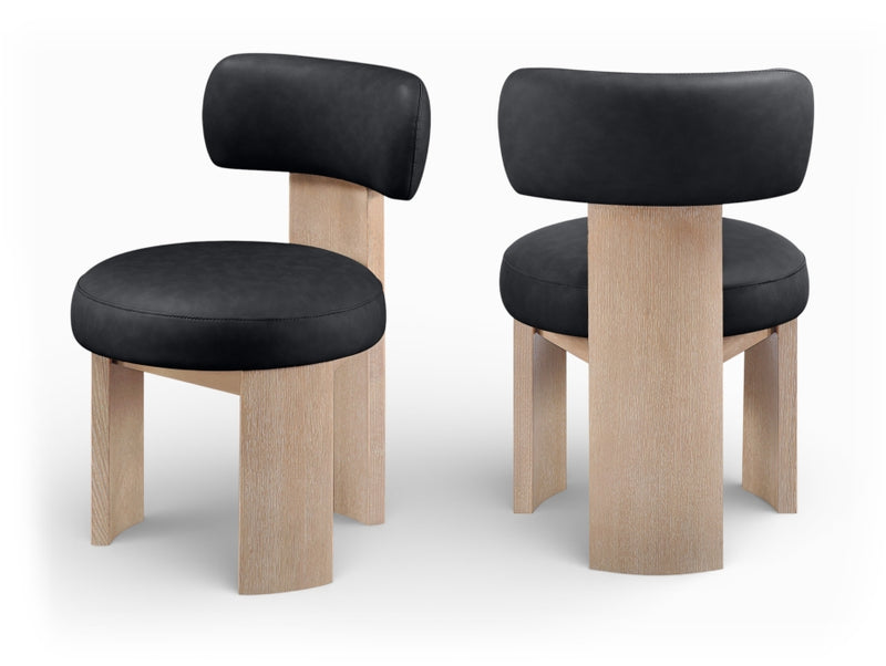 Atelier Vegan Leather Upholstered Dining Chair in Black, Set of 2 - 88086Black-C