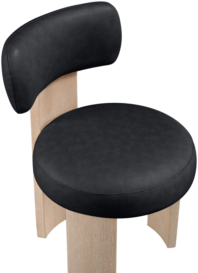 Atelier Vegan Leather Upholstered Dining Chair in Black, Set of 2 - 88086Black-C