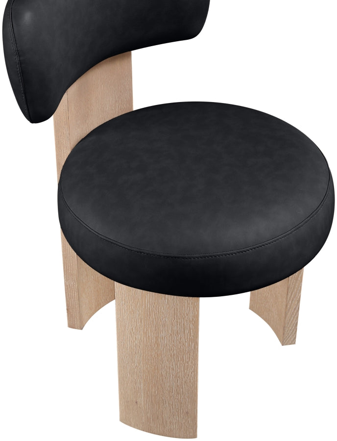 Atelier Vegan Leather Upholstered Dining Chair in Black, Set of 2 - 88086Black-C