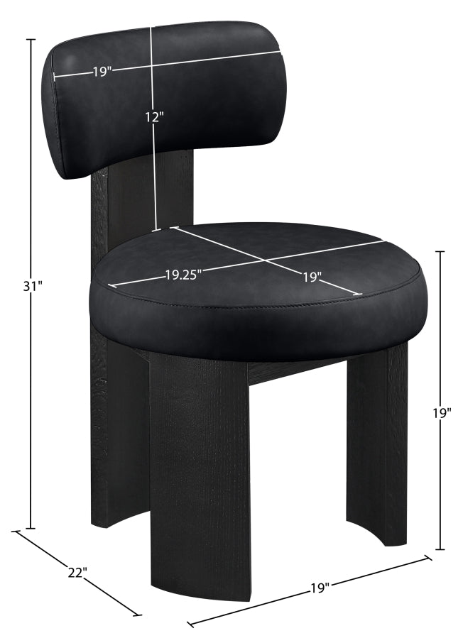 Atelier Vegan Leather Upholstered Dining Chair in Black, Set of 2 - 88087Black-C
