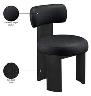 Atelier Vegan Leather Upholstered Dining Chair in Black, Set of 2 - 88087Black-C