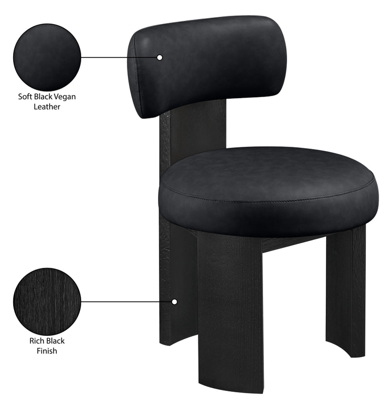 Atelier Vegan Leather Upholstered Dining Chair in Black, Set of 2 - 88087Black-C