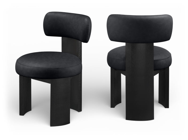 Atelier Vegan Leather Upholstered Dining Chair in Black, Set of 2 - 88087Black-C