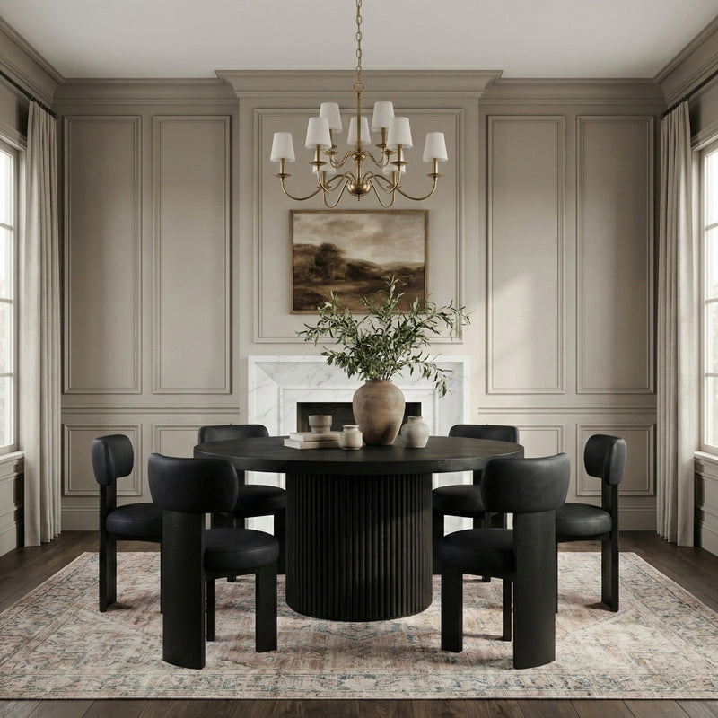 Atelier Vegan Leather Upholstered Dining Chair in Black, Set of 2 - 88087Black-C