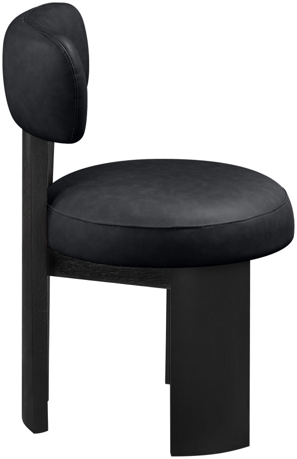 Atelier Vegan Leather Upholstered Dining Chair in Black, Set of 2 - 88087Black-C