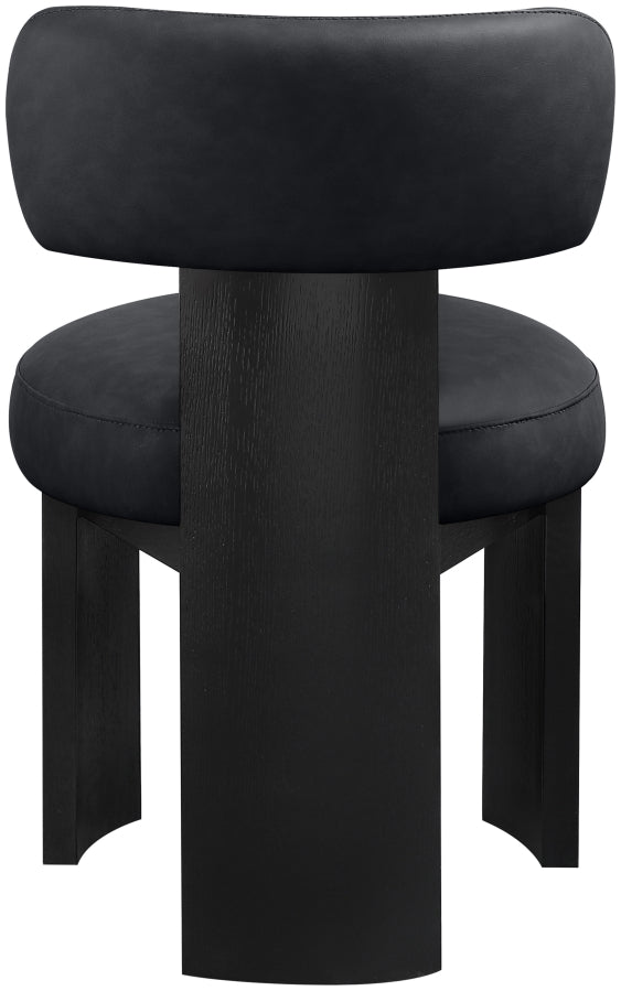 Atelier Vegan Leather Upholstered Dining Chair in Black, Set of 2 - 88087Black-C