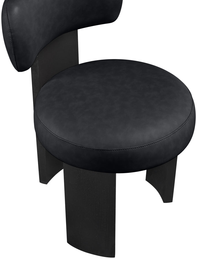 Atelier Vegan Leather Upholstered Dining Chair in Black, Set of 2 - 88087Black-C