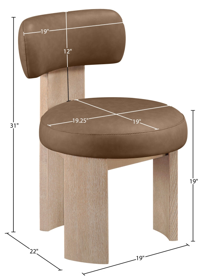 Atelier Vegan Leather Upholstered Dining Chair in Brown, Set of 2 - 88086Brown-C