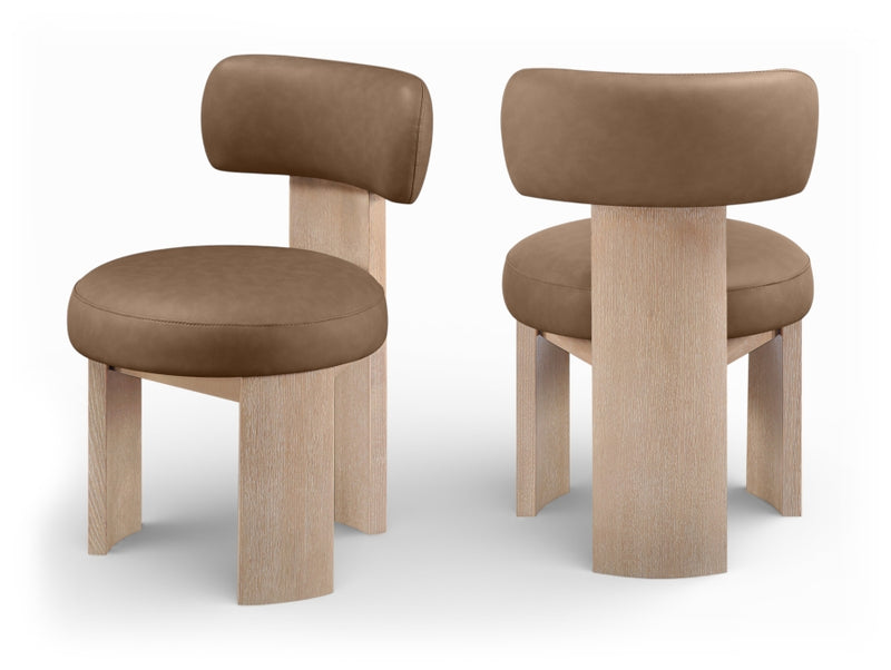 Atelier Vegan Leather Upholstered Dining Chair in Brown, Set of 2 - 88086Brown-C
