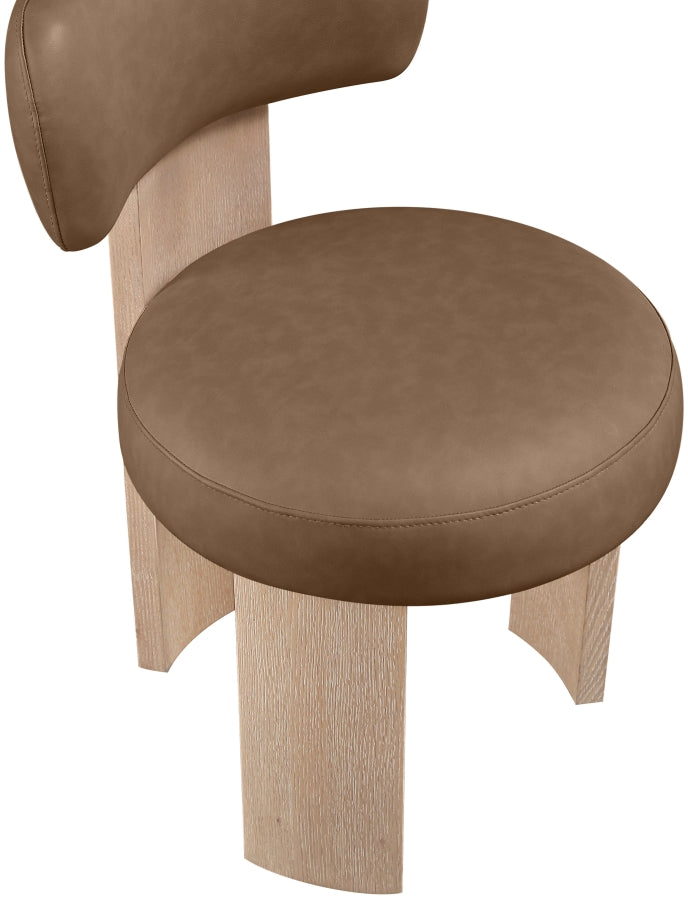 Atelier Vegan Leather Upholstered Dining Chair in Brown, Set of 2 - 88086Brown-C