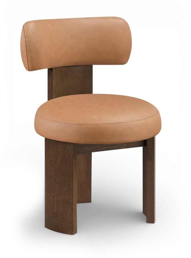 Atelier Vegan Leather Upholstered Dining Chair in Cognac, Set of 2 - 88085Cognac-C