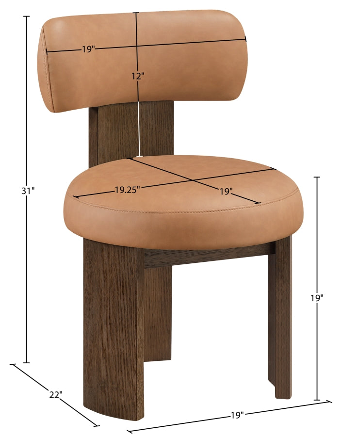 Atelier Vegan Leather Upholstered Dining Chair in Cognac, Set of 2 - 88085Cognac-C