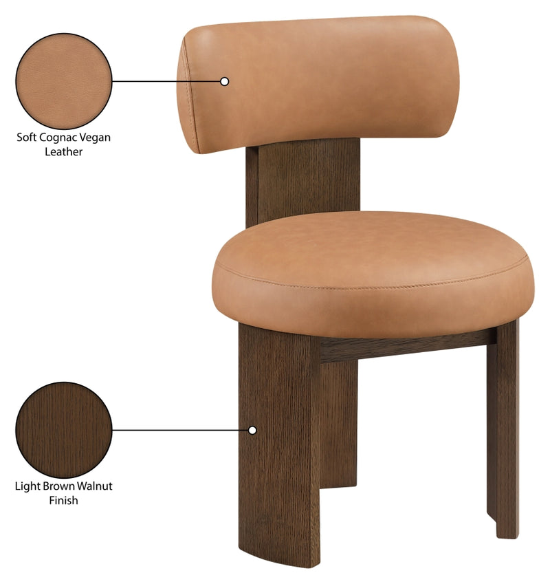 Atelier Vegan Leather Upholstered Dining Chair in Cognac, Set of 2 - 88085Cognac-C