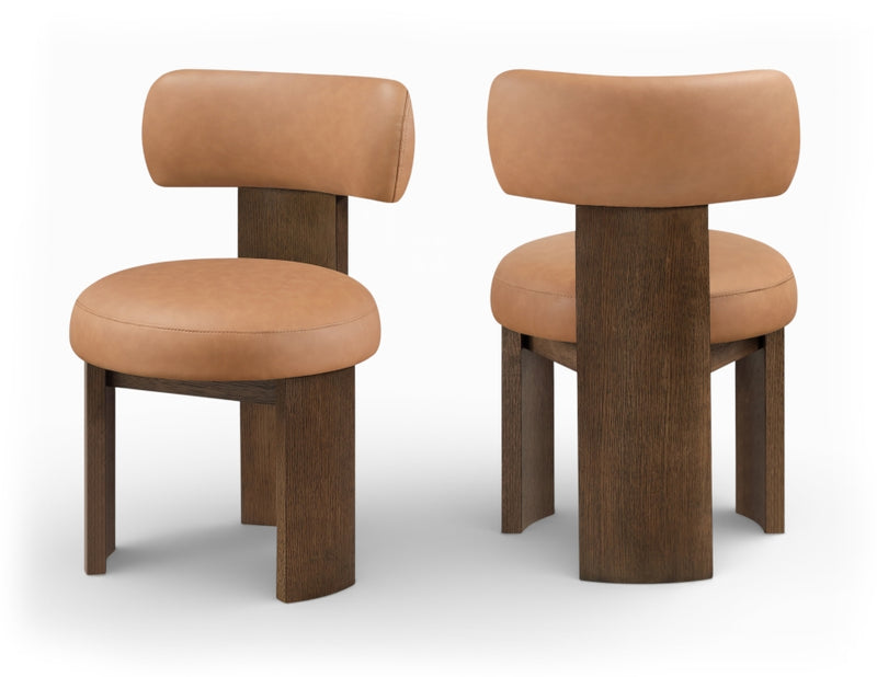 Atelier Vegan Leather Upholstered Dining Chair in Cognac, Set of 2 - 88085Cognac-C
