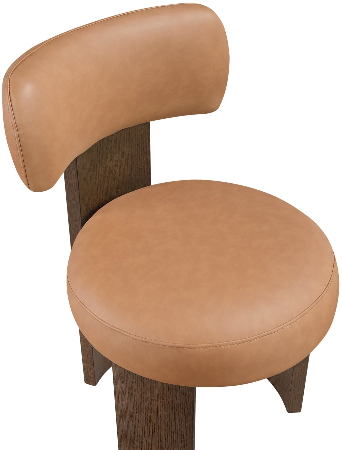 Atelier Vegan Leather Upholstered Dining Chair in Cognac, Set of 2 - 88085Cognac-C