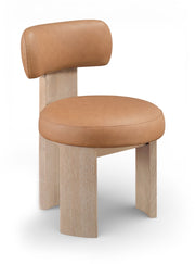 Atelier Vegan Leather Upholstered Dining Chair in Cognac, Set of 2 - 88086Cognac-C