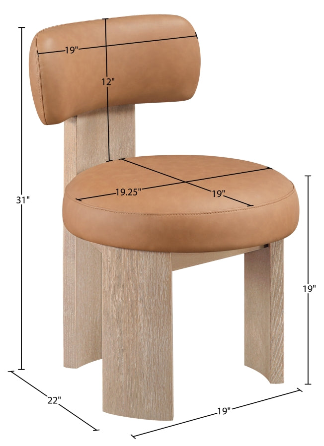 Atelier Vegan Leather Upholstered Dining Chair in Cognac, Set of 2 - 88086Cognac-C