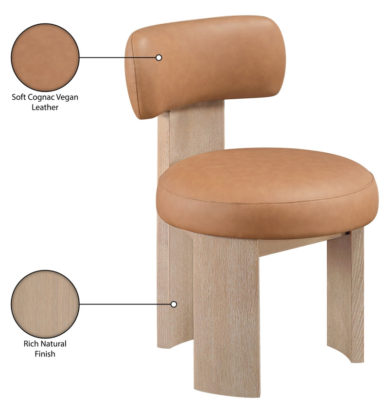Atelier Vegan Leather Upholstered Dining Chair in Cognac, Set of 2 - 88086Cognac-C