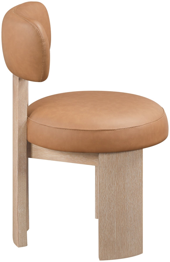 Atelier Vegan Leather Upholstered Dining Chair in Cognac, Set of 2 - 88086Cognac-C