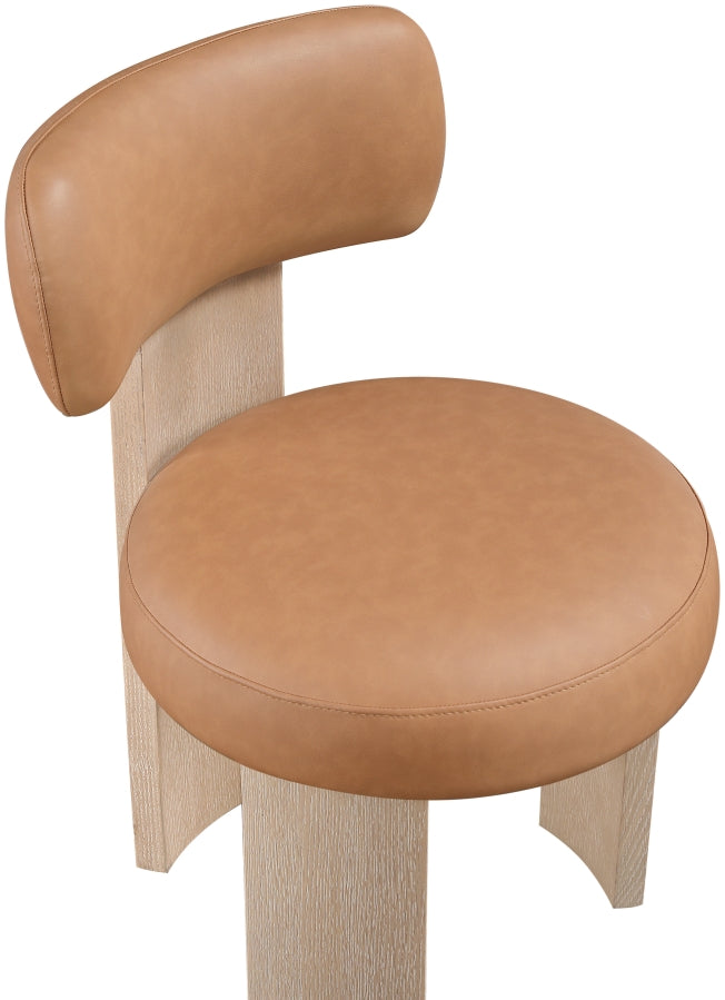 Atelier Vegan Leather Upholstered Dining Chair in Cognac, Set of 2 - 88086Cognac-C