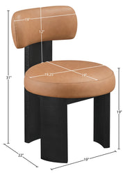 Atelier Vegan Leather Upholstered Dining Chair in Cognac, Set of 2 - 88087Cognac-C